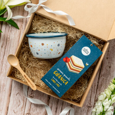 Darilni set: Fruštek granola, emajlirana skledica in žlička